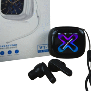 Fones Bluetooth WT-7 com Smart Case LCD 2.01” e Cancelamento de Ruído Ativo (ANC)
